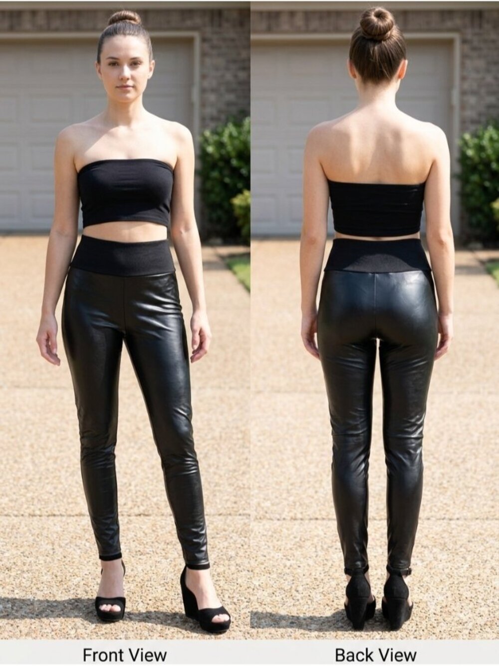 Assets by Spanx Black Faux Leather Leggings 20258R Women Small Sculpting Shaping